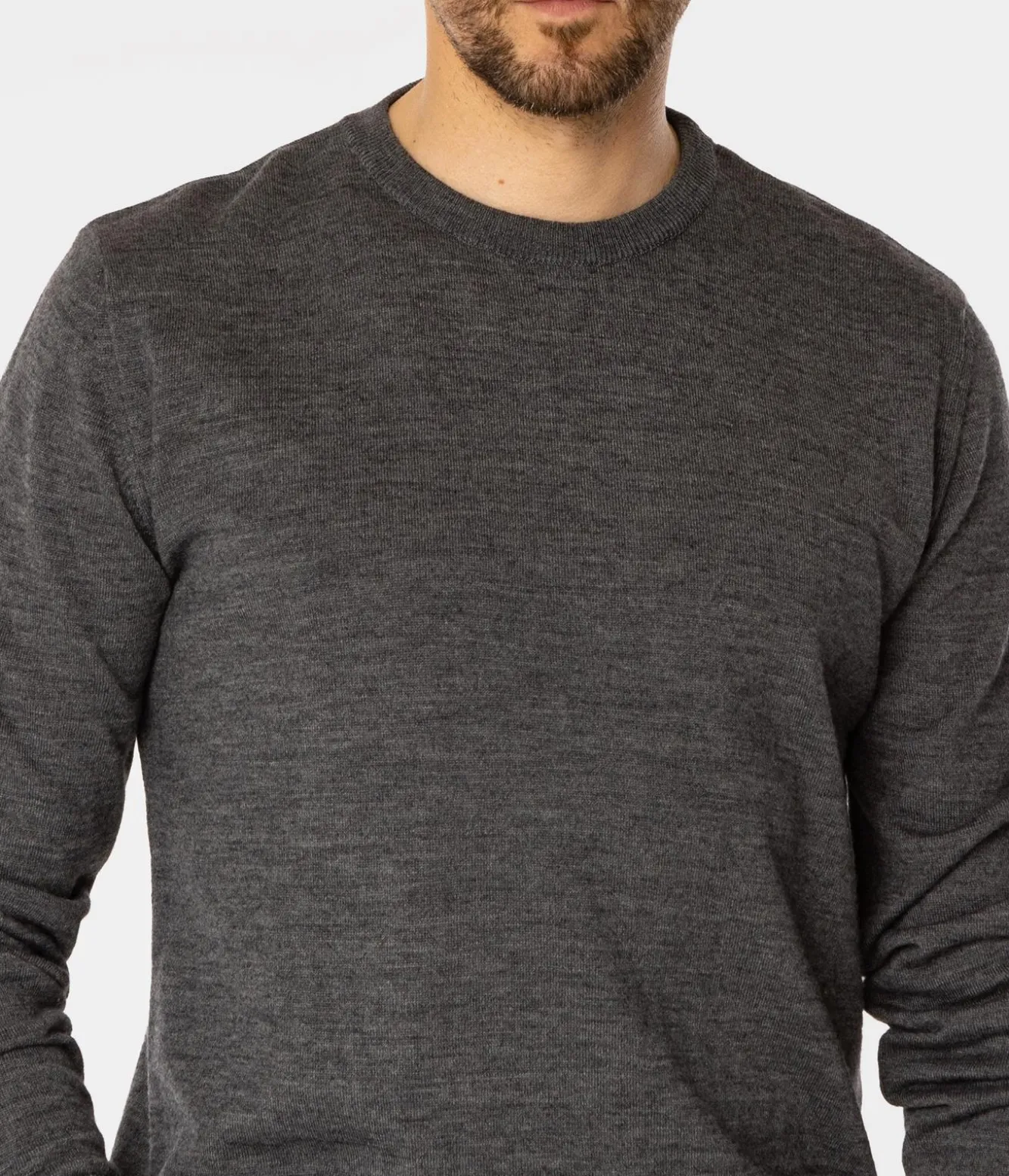 Sweter męski regular z wełną merino LOKI MERA GREY MELANGE