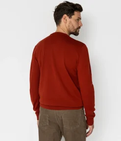 Sweter męski regular z wełną merino RIVER MERA RED OCHRE