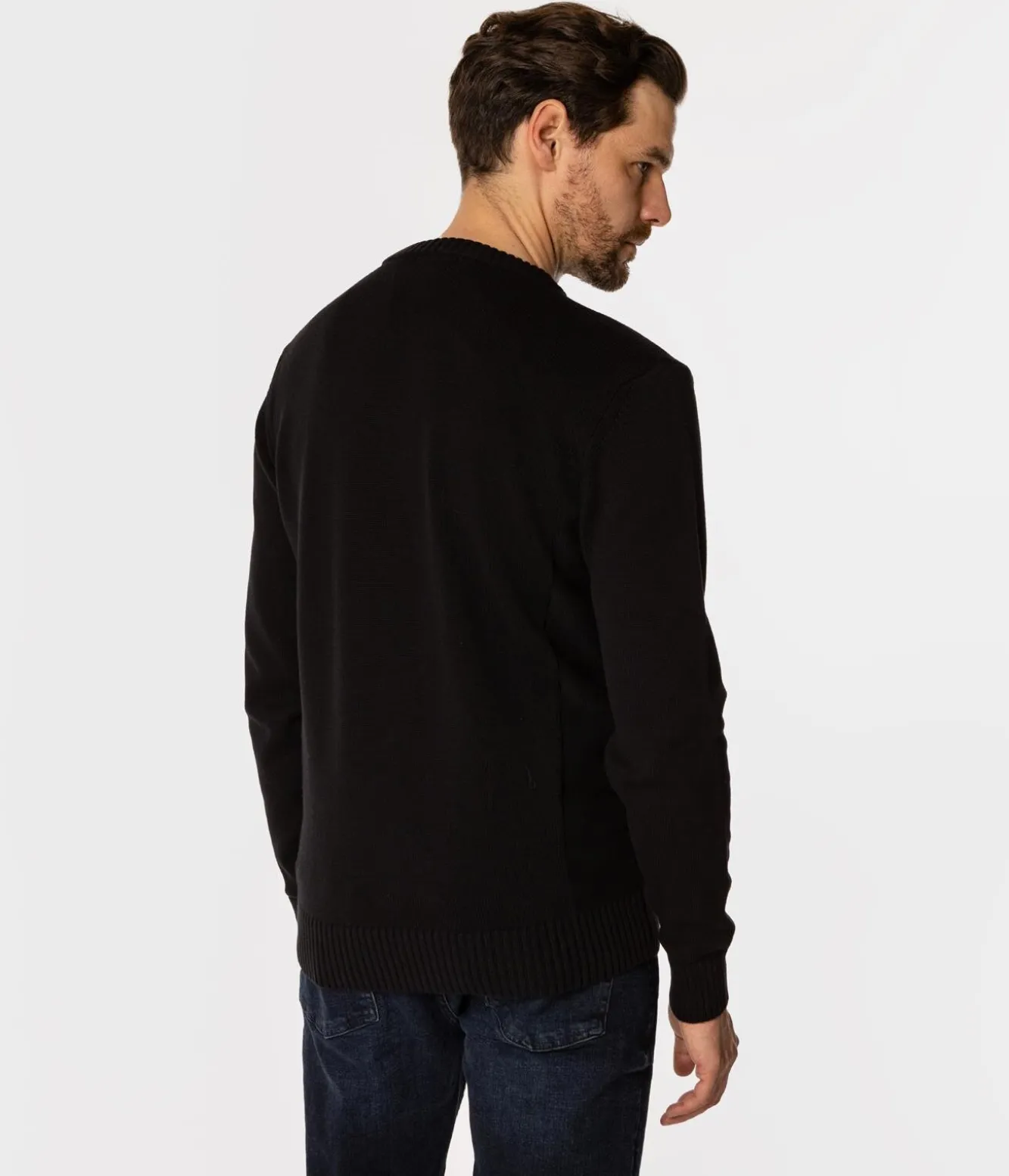 Sweter męski z bawełny organicznej BILL ORGANIC BLACK