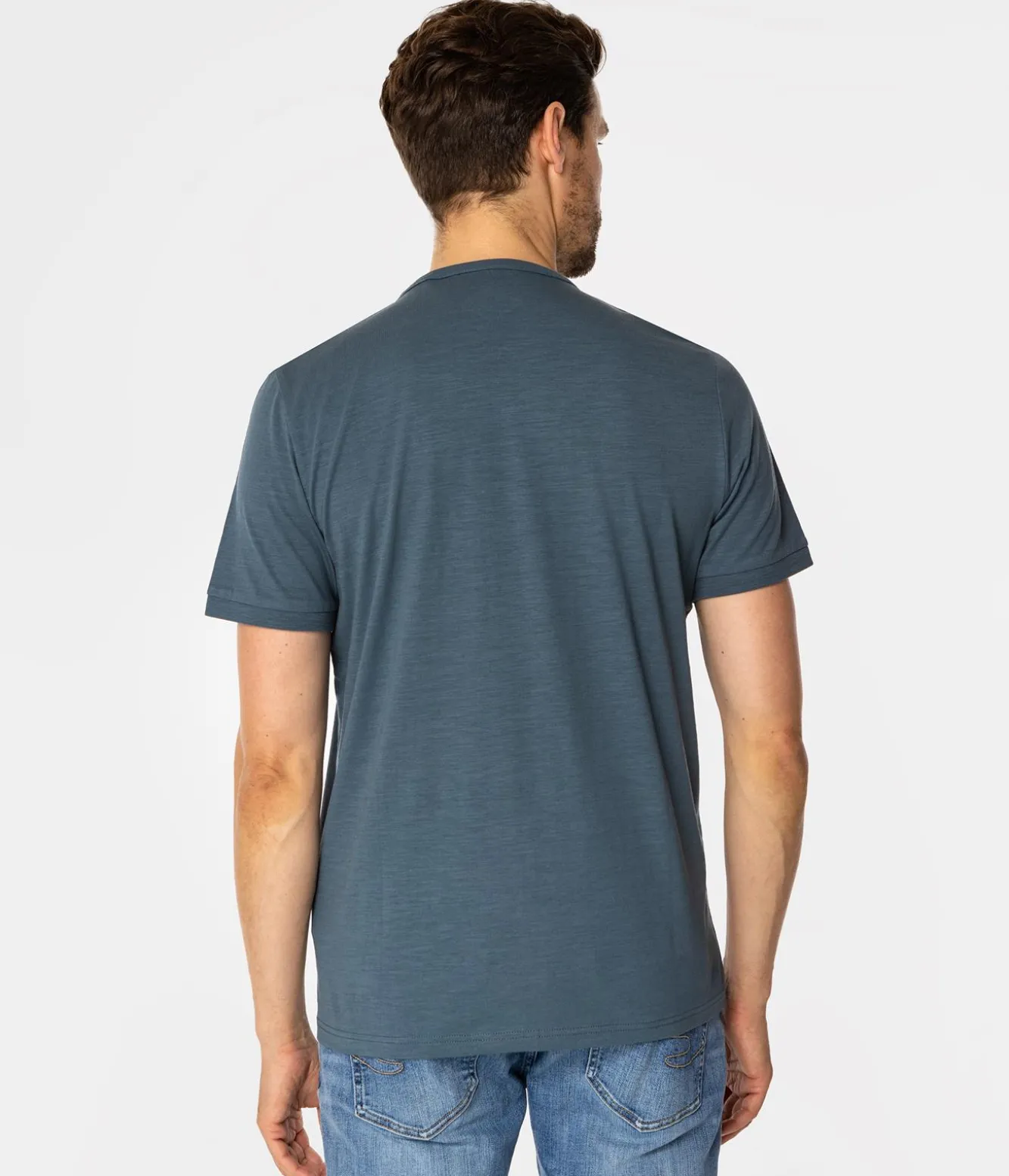 TSHIRT M HENLEY2 4587 INDIAN TEAL