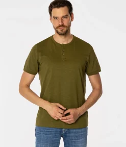TSHIRT M HENLEY2 4587 SPHAGNUM