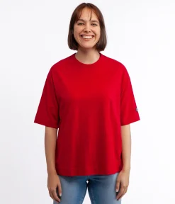 T-shirt oversize z lnem OMENA 8515 RED