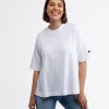 T-shirt oversize z lnem OMENA 8515 WHITE