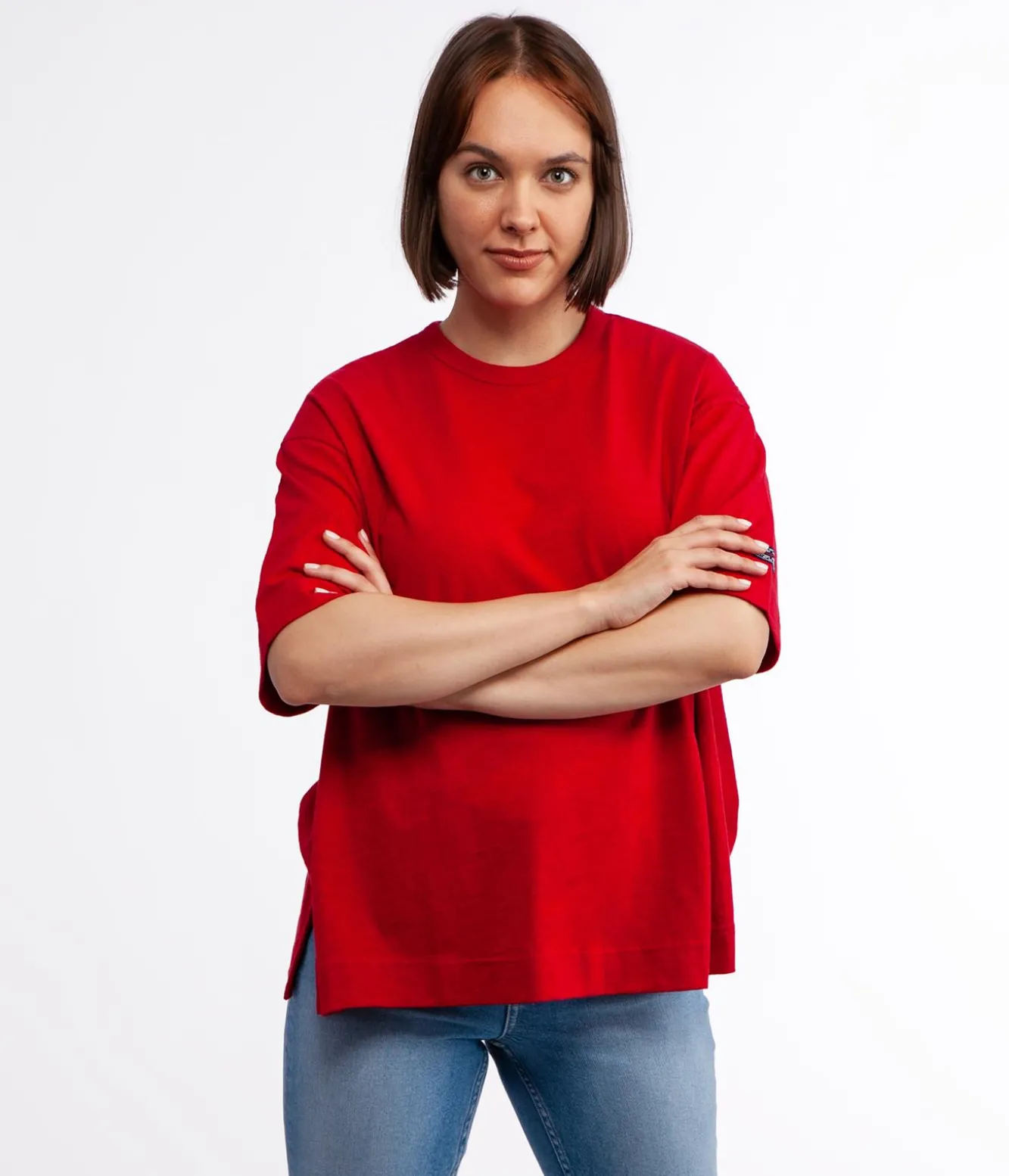 T-shirt oversize z lnem OMENA 8515 RED
