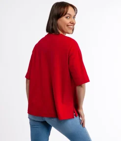 T-shirt oversize z lnem OMENA 8515 RED