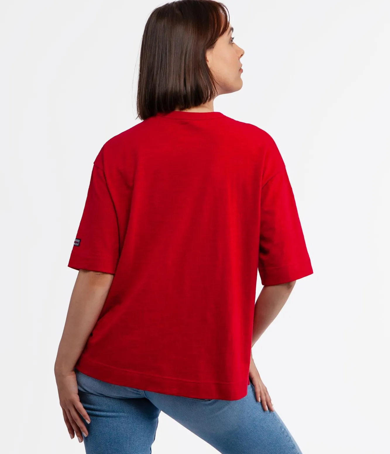 T-shirt oversize z lnem OMENA 8515 RED