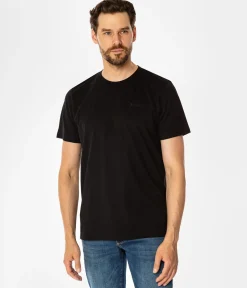 T-shirt z małym haftowanym logo OBUTCH 0875 BLACK