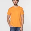 T-shirt z małym haftowanym logo OBUTCH 0875 TANGERINE