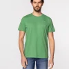 T-shirt z małym haftowanym logo OBUTCH 0875 MEDIUM GREEN