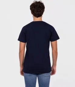 T-shirt z małym haftowanym logo OBUTCH 0875 NAVY